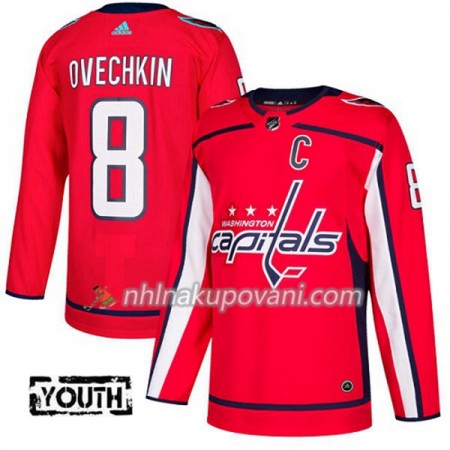 Washington Capitals Dresy Alex Ovechkin 8 Červená 2017-2018 Adidas Authentic - Dětské
